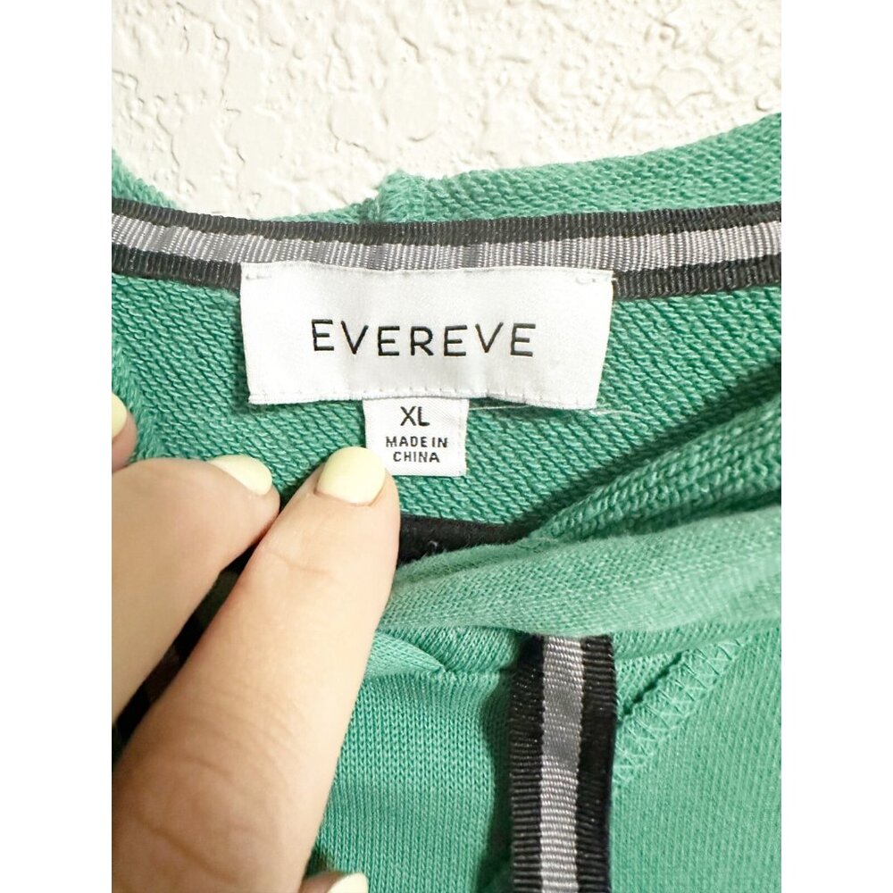 Evereve Womens Myla Pleated Hoodie Puff Sleeve Drawstring Pullover Green Size XL - Picture 7 of 7